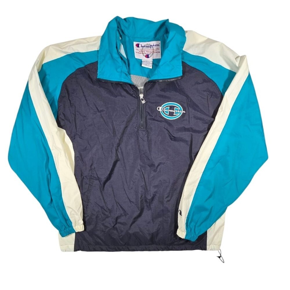 Vintage 90s Champion Quarter Zip Windbreaker Jacket sz L